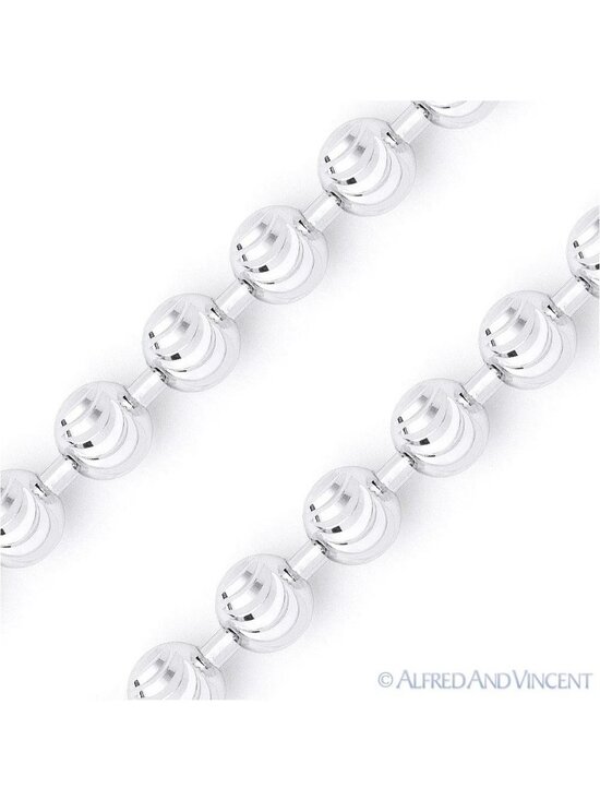 2.3mm Moon-cut Bead Ball Chain Necklace Real Sterling Silver  2.3mm Moon-Cut Ball Bead Link Italian Chain Necklace in .925 Sterling Silver 20\